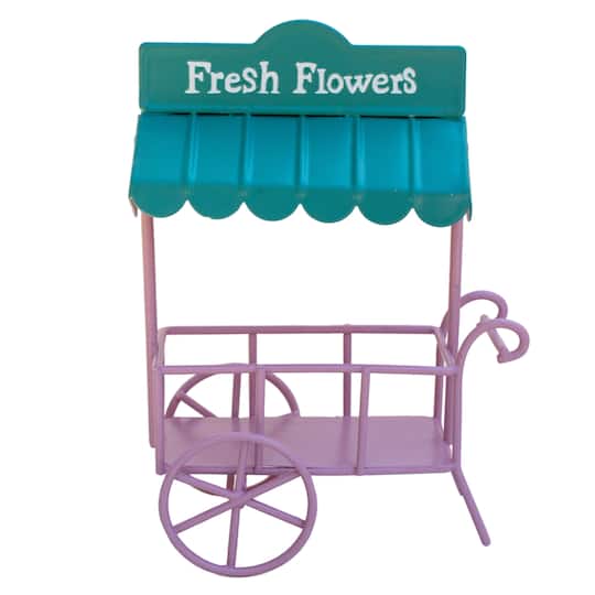 Mini Pink & Teal Metal Flower Cart by Ashland®
